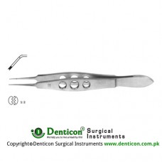 Castroviejo Suture Tying Forcep Angled - 1 x 2 Teeth with Tying Platform Stainless Steel, 11 cm - 4 1/4" Tip Size 0.12 mm